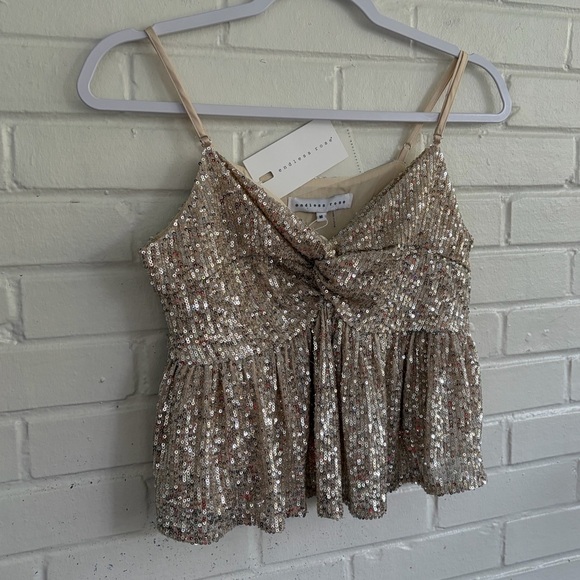 Endless Rose Cream Sequins Tank Top, SZ M NWT - Picture 7 of 13